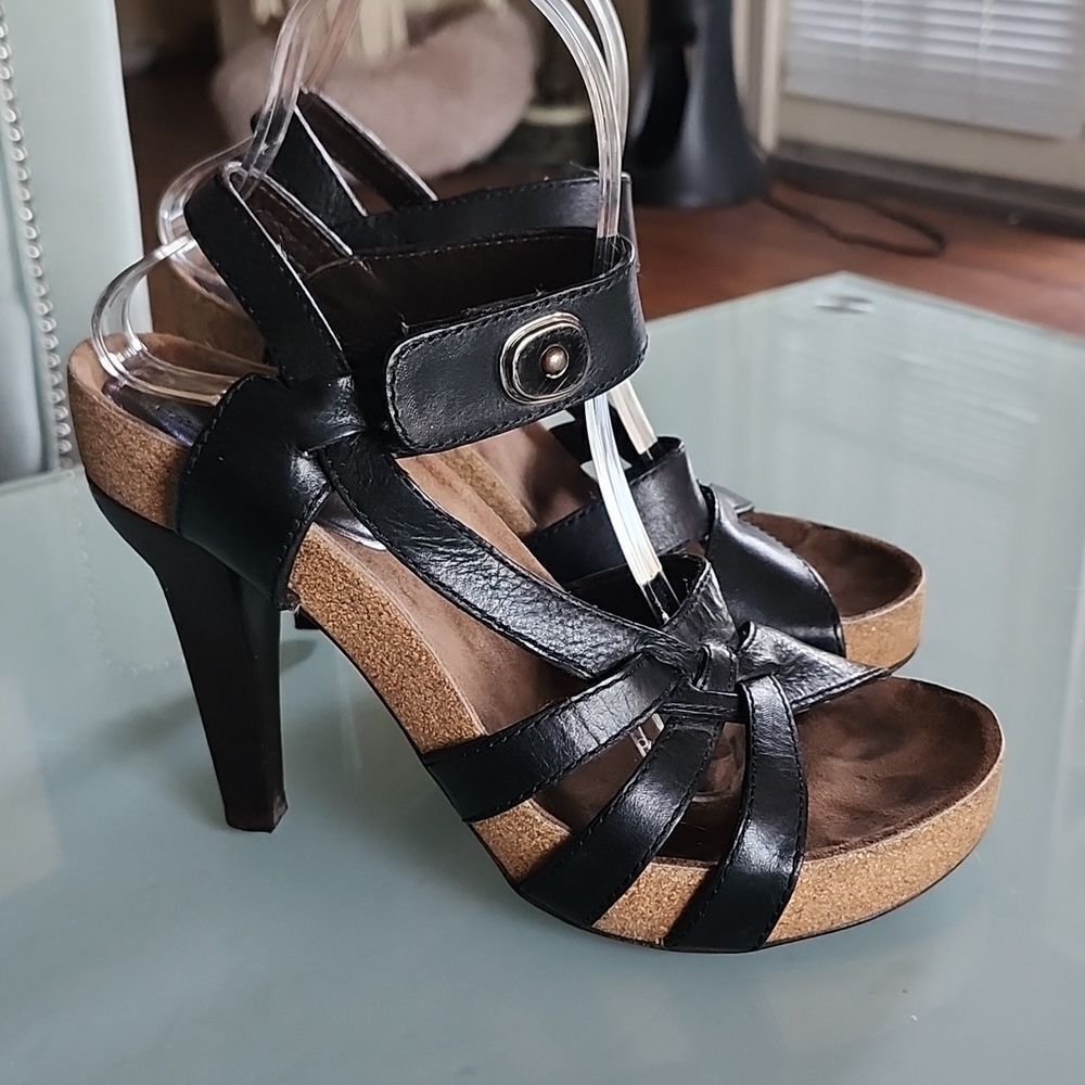 Balenciaga Boho Chic Indie Sleaze Strappy Leather Heels Size 37.5 U.S.‎ Size 7.5